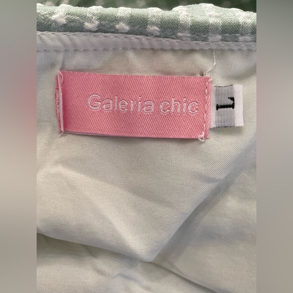 Galeria Chic Green Cropped Gingham Lace Trimmed Women's Top - Picture 6 of 6